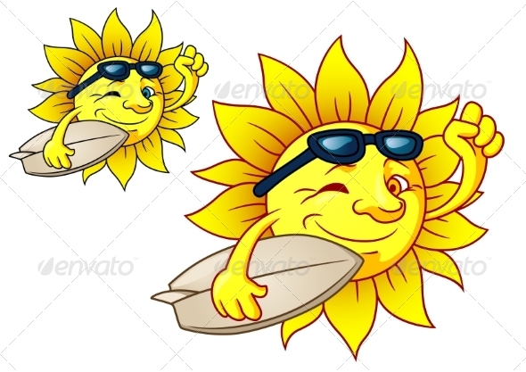 GraphicRiver Hot Surfing Sun with Sunglasses 8447516 GraphicRiver Hot Surfing Sun with Sunglasses 8447516
