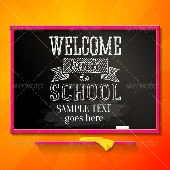 GraphicRiver Bright Chalkboard with Greeting Welcome Back 8454228 GraphicRiver Bright Chalkboard with Greeting Welcome Back 8454228