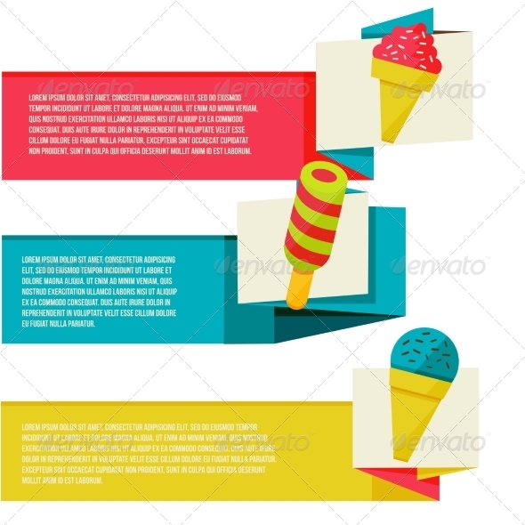 GraphicRiver Decorative Ice Cream Paper Banners Set 8454262 GraphicRiver Decorative Ice Cream Paper Banners Set 8454262