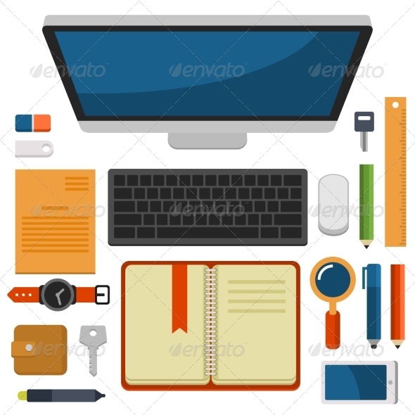 GraphicRiver Office Workplace Top View in Flat Design Vector 8454507 GraphicRiver Office Workplace Top View in Flat Design Vector 8454507