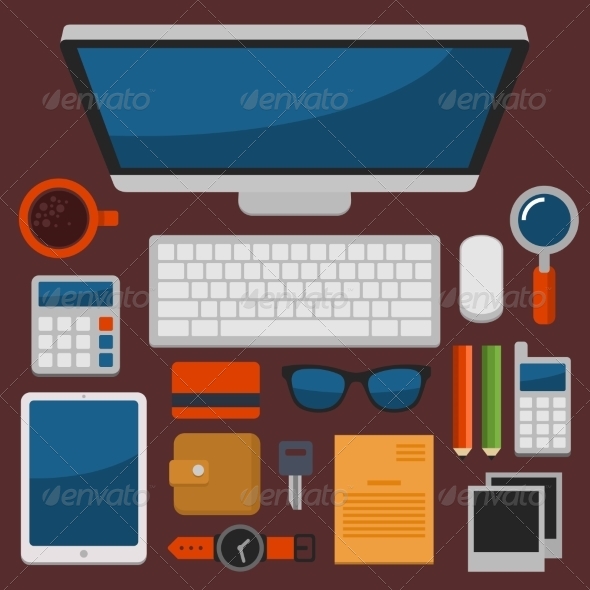 GraphicRiver Office Workplace Top View in Flat Design Vector 8454517 GraphicRiver Office Workplace Top View in Flat Design Vector 8454517