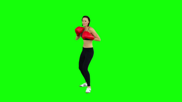 Fit Brunette Boxing With Red Gloves 2 Fit Brunette Boxing With Red Gloves 2