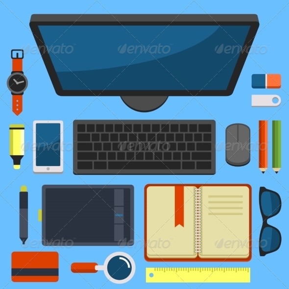 GraphicRiver Office Workplace Top View in Flat Design Vector 8454575 GraphicRiver Office Workplace Top View in Flat Design Vector 8454575