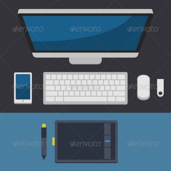 GraphicRiver Office Workplace Top View in Flat Design Vector 8454601 GraphicRiver Office Workplace Top View in Flat Design Vector 8454601