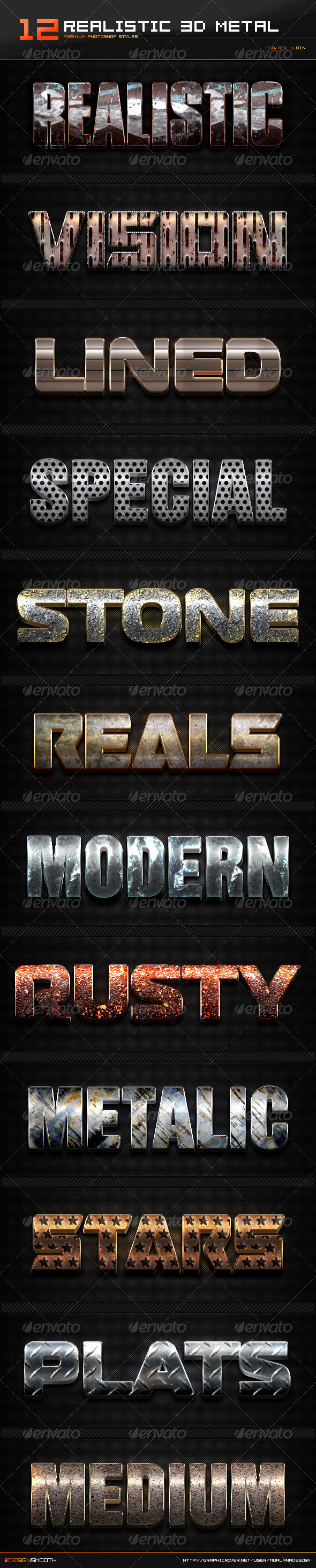 GraphicRiver 12 Realistic 3D Metal Styles & Actions 8454759 GraphicRiver 12 Realistic 3D Metal Styles & Actions 8454759