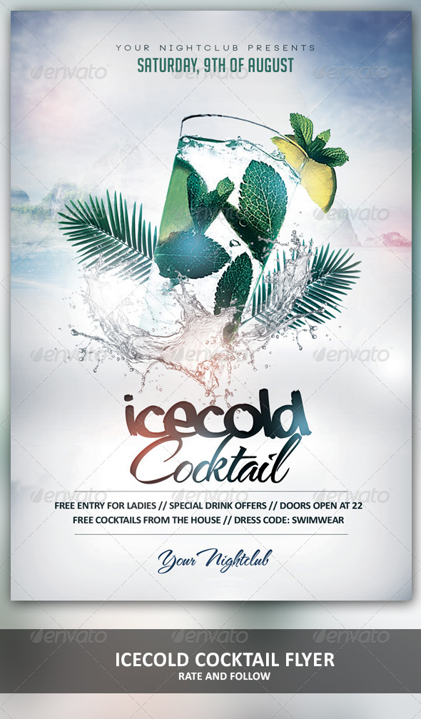 Icecold Cocktail Flyer (Clubs & Parties)