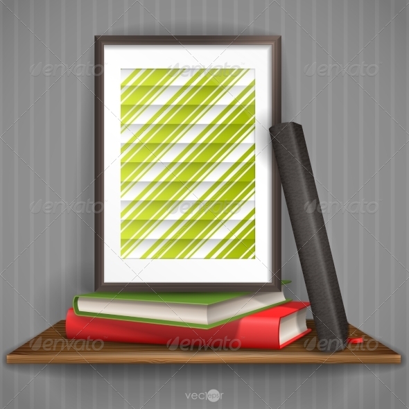 GraphicRiver Wood Shelf With Photo Frame 8459594 GraphicRiver Wood Shelf With Photo Frame 8459594
