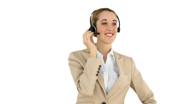 Call Centre Agent Talking On The Headset Call Centre Agent Talking On The Headset