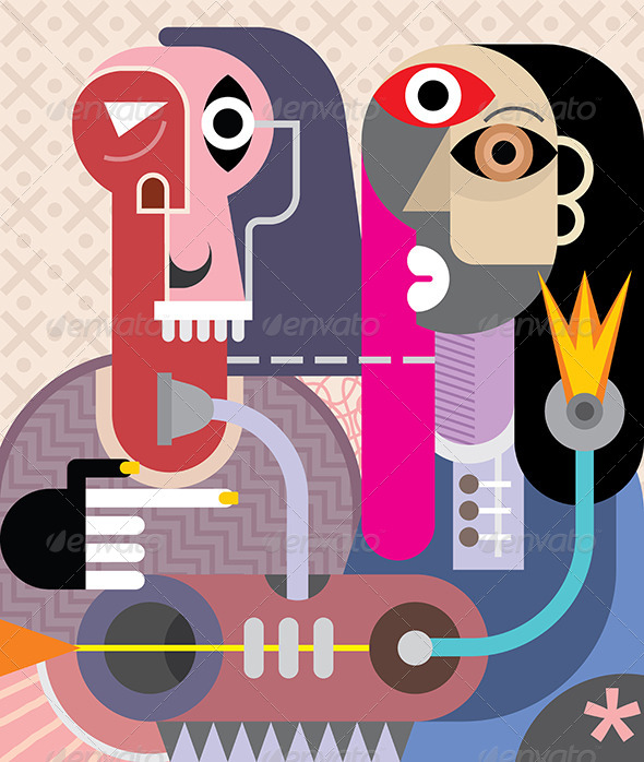 Man and Woman Abstract Portrait Man and Woman Abstract Portrait