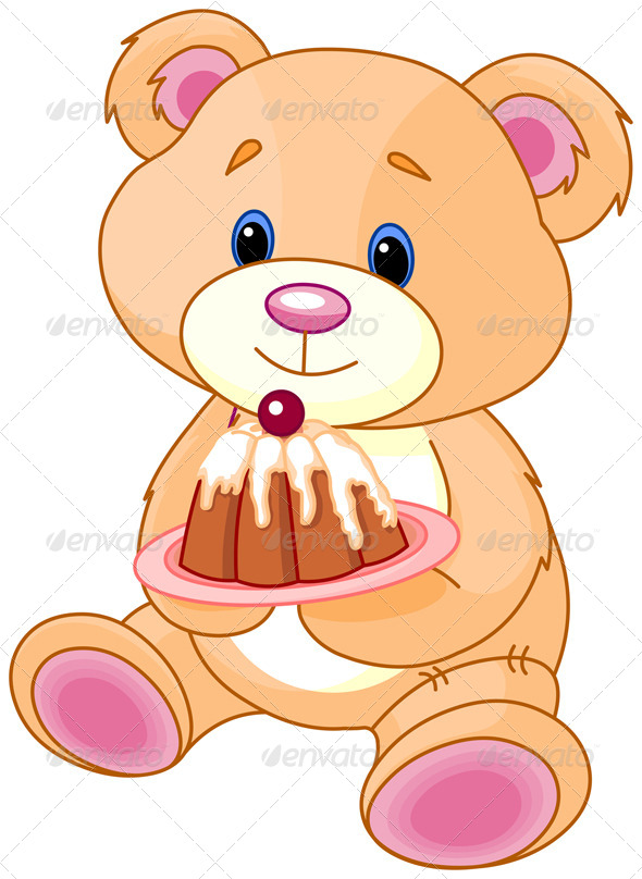 GraphicRiver Teddy Bear Holds Cake 8468329 GraphicRiver Teddy Bear Holds Cake 8468329