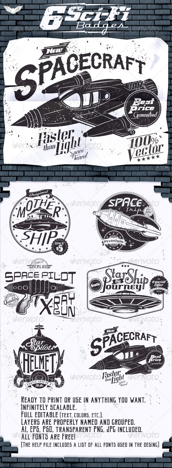 GraphicRiver 6 Sci-Fi Badges 8447112 GraphicRiver 6 Sci-Fi Badges 8447112