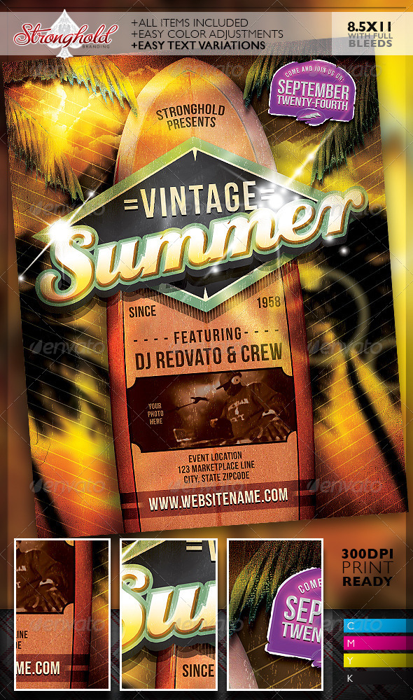 GraphicRiver Vintage Summer Surfboard Flyer Template 8469124 GraphicRiver Vintage Summer Surfboard Flyer Template 8469124
