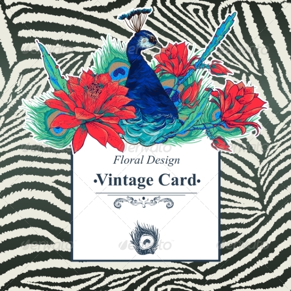 GraphicRiver Floral Vector Vintage Card with Peacock 8469141 GraphicRiver Floral Vector Vintage Card with Peacock 8469141