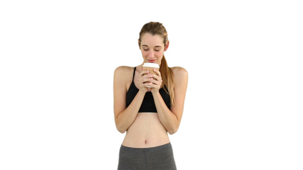 Fit Model Drinking From Disposable Cup Fit Model Drinking From Disposable Cup
