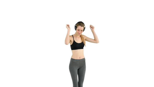 Fit Model Listening To Music And Dancing Fit Model Listening To Music And Dancing
