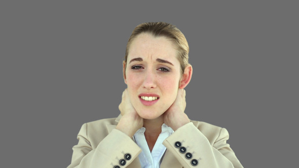 Businesswoman Rubbing Her Sore Neck 2 Businesswoman Rubbing Her Sore Neck 2