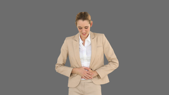 Businesswoman Rubbing Her Sore Stomach 2 Businesswoman Rubbing Her Sore Stomach 2