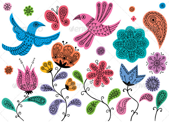 GraphicRiver Floral Doodles 8469533 GraphicRiver Floral Doodles 8469533
