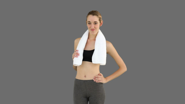 Slim Model Posing With Towel On Her Shoulders 2 Slim Model Posing With Towel On Her Shoulders 2