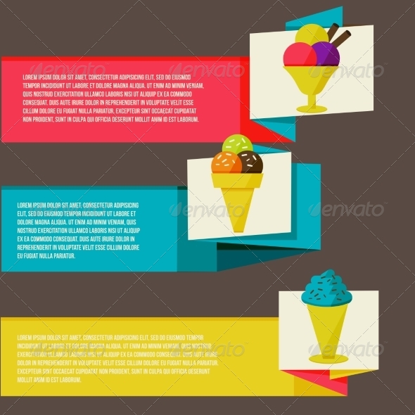 GraphicRiver Decorative Ice Cream Paper Banners Set 8469702 GraphicRiver Decorative Ice Cream Paper Banners Set 8469702