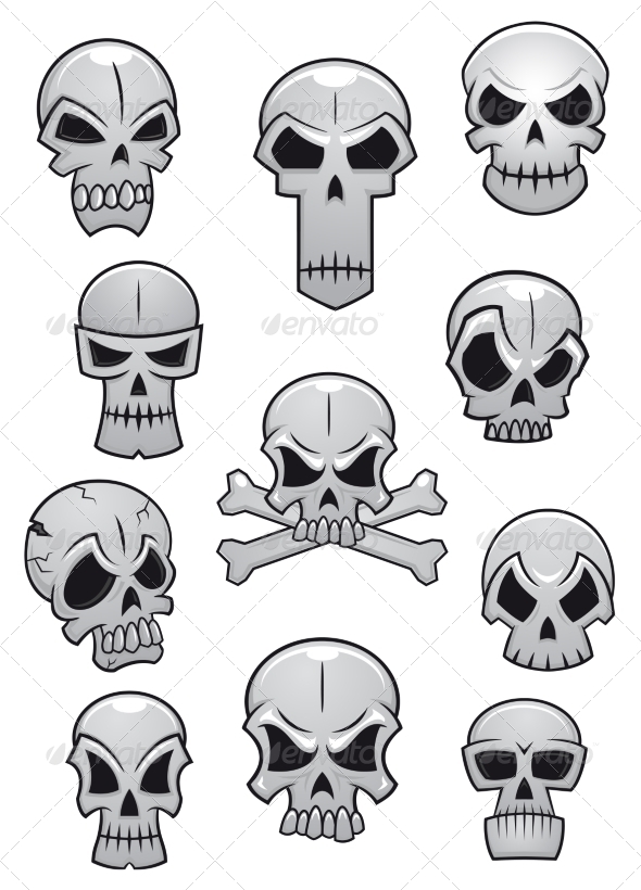 Human Halloween Skulls Set